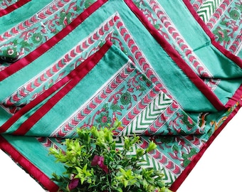 Floral Hand Block Print Cotton Dohar: Soft Indian Summer Quilt