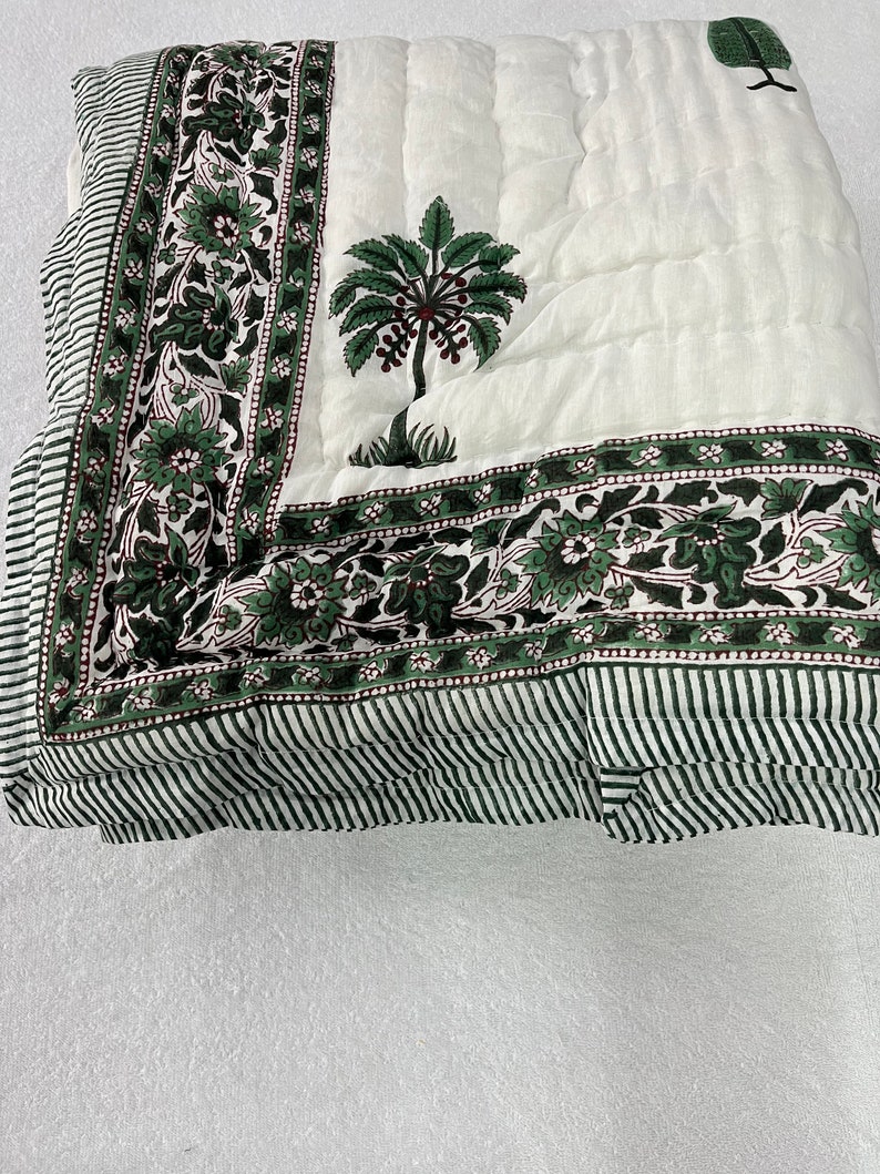 Housewarming Gift Razai Blanket, Indian Cotton Hand Block Print Razai