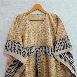 Handmade Cotton Caftan Dress: Jaipuri Floral Print Robe