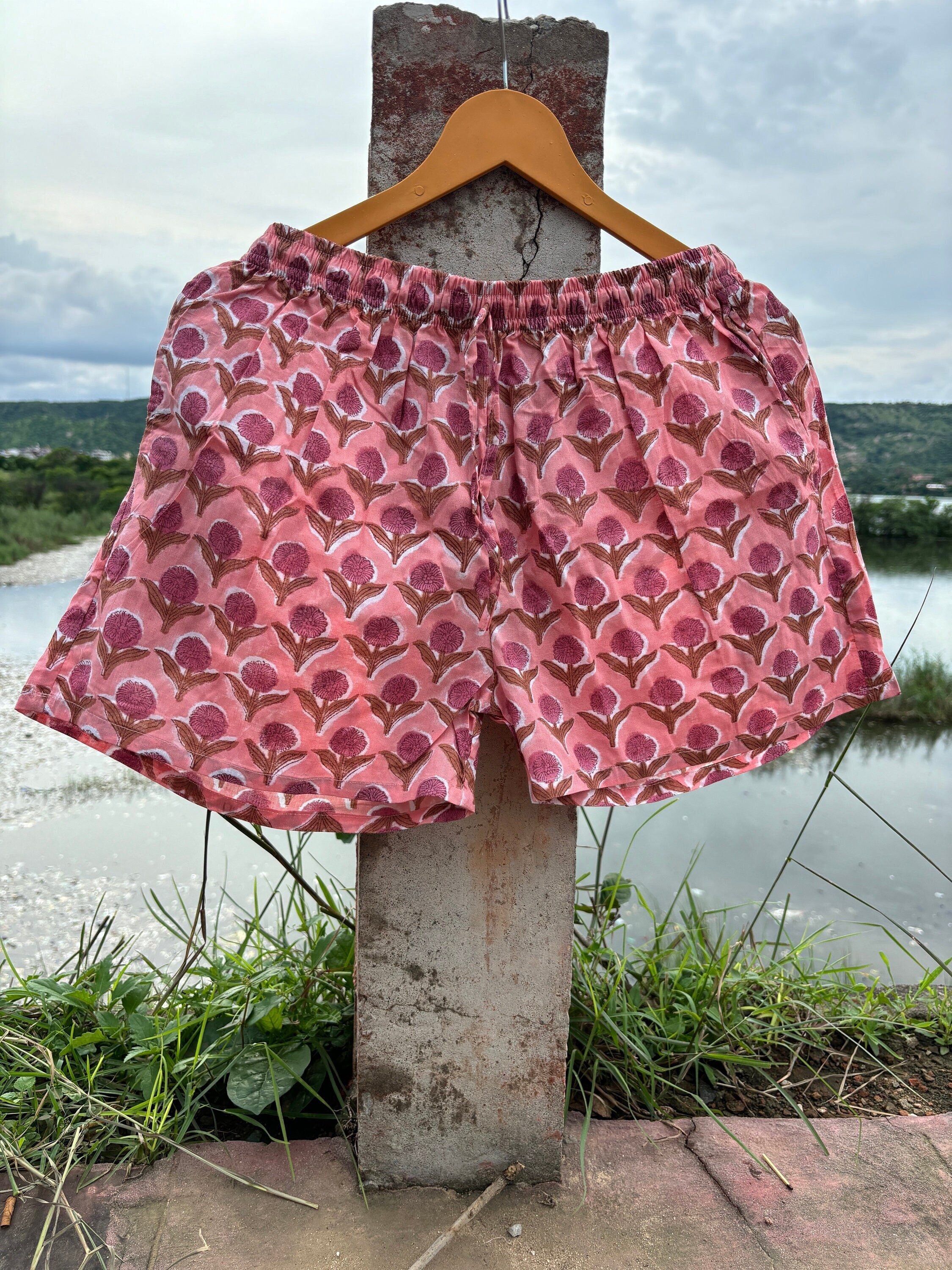 Hand Block Print Cotton Shorts: Summer Unisex Chaddha