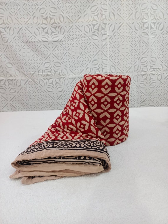 ハンドブロックプリント　ベビーキルト ハンドブロックプリントコットンベビーキルト：バグルフィッシュ