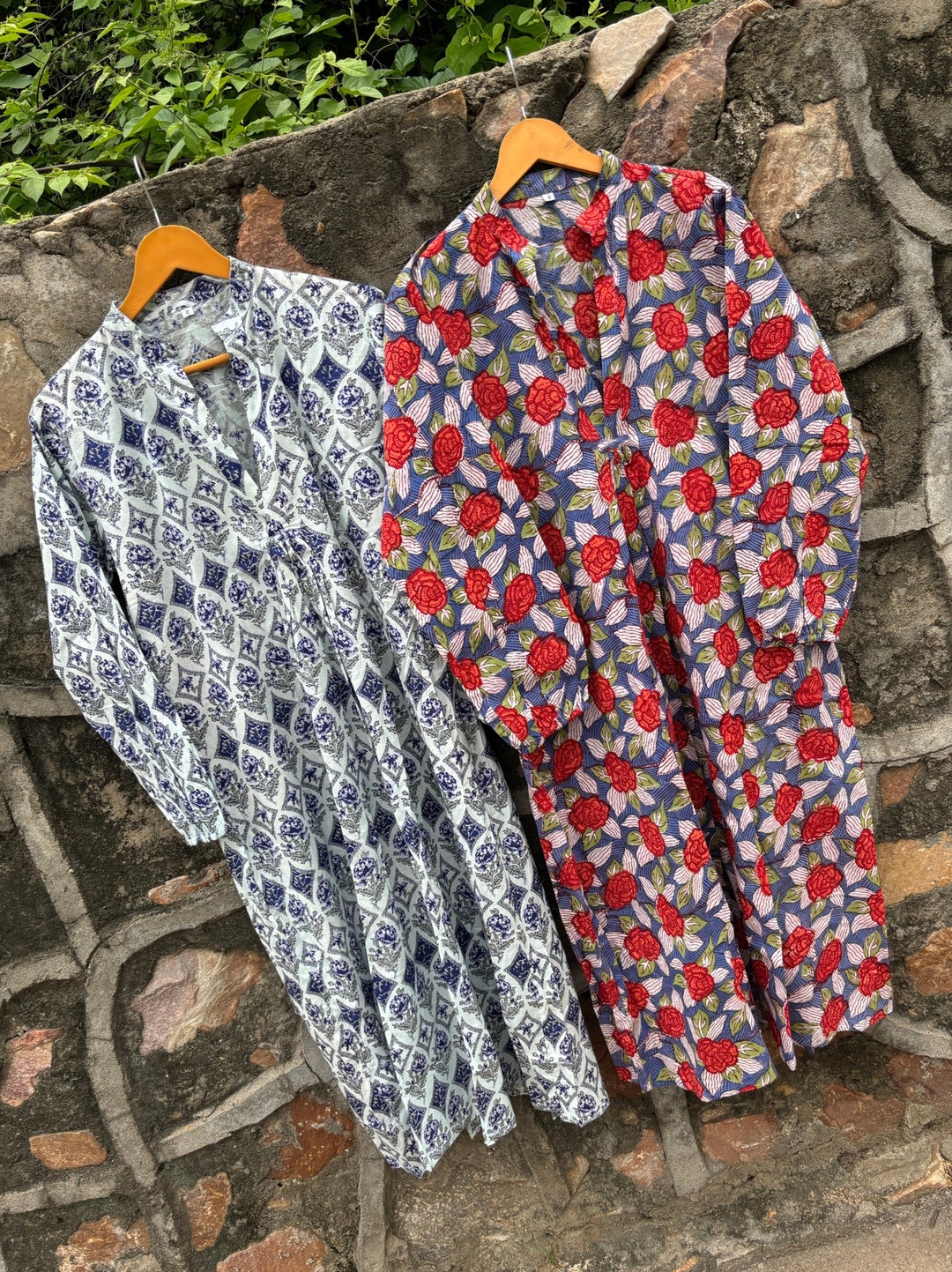 Jinal Indigo Hand Block Print Cotton Collar A-Line Dress