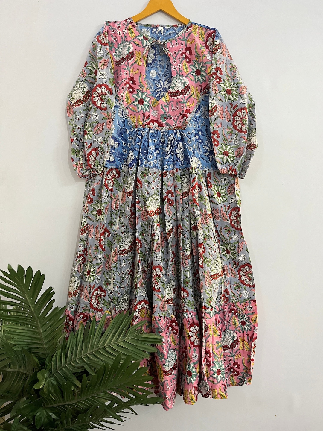 Patchwork Flower Strap Long Dress main image 0