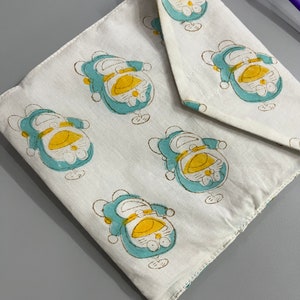 White with Blue Doraemon V-Neck Button Printed Night Suit main image 1