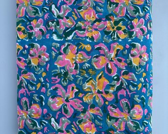 Floral Print Indian Cotton Fabric: Hand Block Printed Dressmaking Cloth