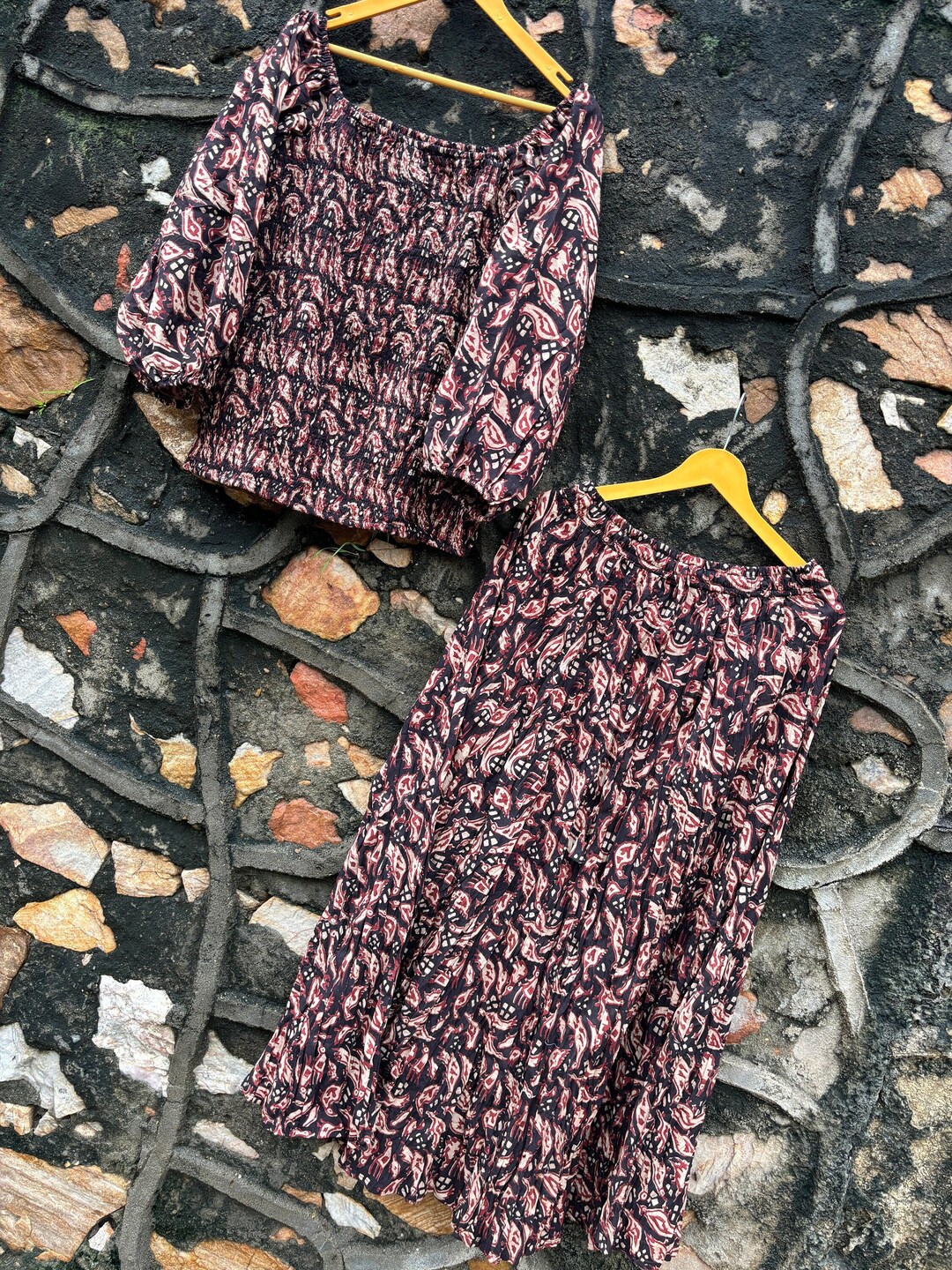 Cotton Blend Top and Skirt Set