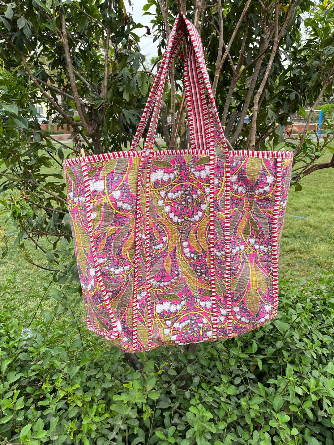 Sac à Tapis De Yoga Kantha - Handmade Coton - Mandala Multicolore - 68x17 Cm
