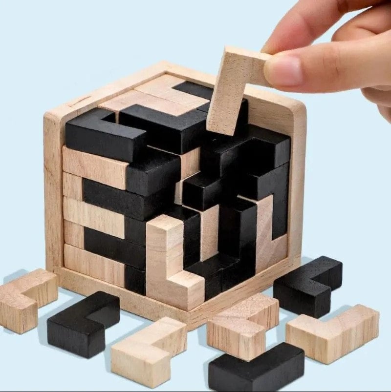 3d Wood Puzzles Iq Brain Teaser Jeu d'enclenchement en bois Jouet