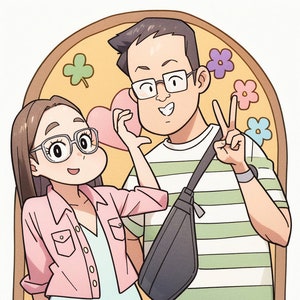カスタムポートレート、カップルポートレート、ペットとのかわいいポートレート、カスタム家族画、パーソナライズ、結婚式、記念日の贈り物、クレヨンしんちゃん
