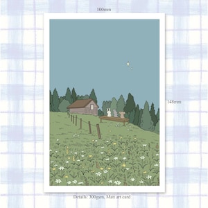 Sterne Sammlung Landschaft Minimal Art Postkarte, Lo-Fi Postkarte, Wohndekor Postkarte, künstlerische Postkarte, ästhetische Postkarte