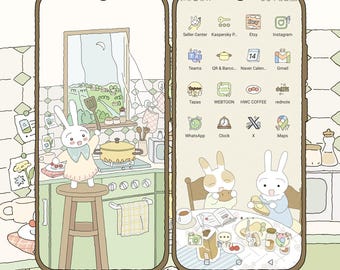 Gemütliches Frühstück Icon Set, süße Icons Pack, iPhone Thema, süße App-Symbole, süße Widget-Symbole, ästhetische beige Symbole, benutzerdefiniertes Android-Telefon