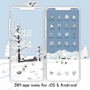 White Winter Snow Icon Set, Cute Icons Pack, iPhone Theme, Cute App Icons, Cute Widget Icons, Aesthetic White Icons, Custom Android Phone