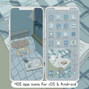 Cute Bedtime Icon Set, Cute Icons Pack, iPhone Theme, Cute App Icons, Cute Widget Icons, Blue app Icons, Custom Phone Theme, Aesthetic Blue
