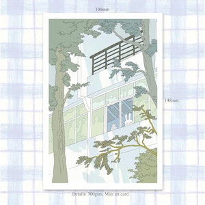 Coleção de vista de apartamento paisagem estilo minimalista cartão postal, cartão postal Lo-fi, cartão postal de decoração para casa, cartão postal artístico, cartão postal estético