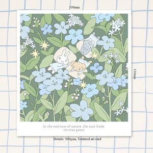 花畑のミニアートプリント、美的アートプリントイラスト、ローファイアートミニプリント、壁飾り、かわいいアートプリント、美的ポストカード