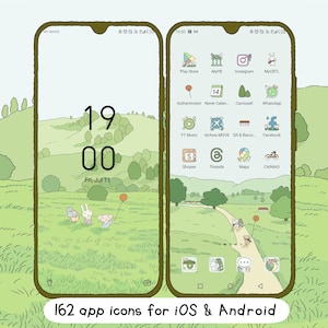 Green Field Aesthetic phone theme, green wallpaper, Cute App Icons, Cute Widget Icons, green aesthetic Icons, iOS Android app icons