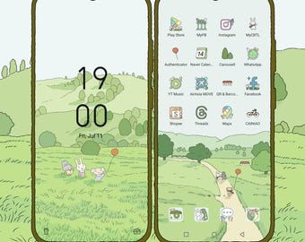Green Field Aesthetic phone theme, green wallpaper, Cute App Icons, Cute Widget Icons, green aesthetic Icons, iOS Android app icons