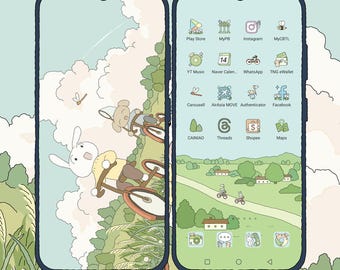Green Hill Aesthetic phone theme, green wallpaper, Cute App Icons, Cute Widget Icons, green aesthetic Icons, iOS Android app icons