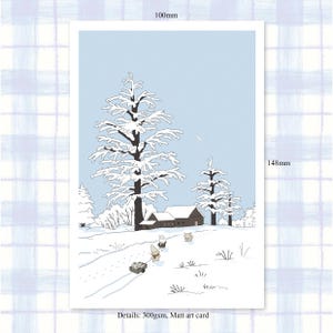 Verschneite Tage Sammlung Landschaft Minimal Art Postkarte, Lo-fi Postkarte, Wohnkultur Postkarte, künstlerische Postkarte, ästhetische Postkarte