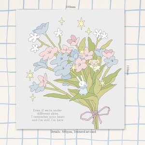 Flower Bouquet Mini Art Print, ästhetische Kunstdruck Illustration, Lo-Fi Art Mini Print, Wanddekoration, Kawaii Cute Art Print, ästhetische Postkarte