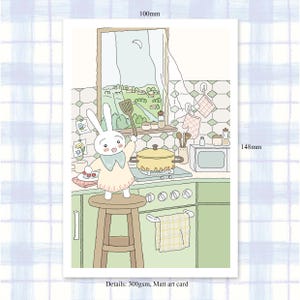 Coleção de café da manhã de cozinha paisagem estilo minimalista cartão postal, cartão postal Lo-fi, cartão postal de decoração para casa, cartão postal artístico, cartão postal estético