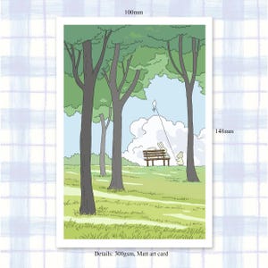 Slow Living Kollektion Landschaft Minimal Art Postkarte, Lo-Fi Postkarte, Wohnkultur Postkarte, künstlerische Postkarte, ästhetische Postkarte