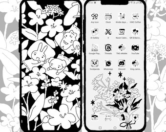 White Icon Pack phone theme, Neutral Icons And Widgets, Cute App Icons, Cute Widget Icons, Minimal Aesthetic Theme, iOS Android app icons