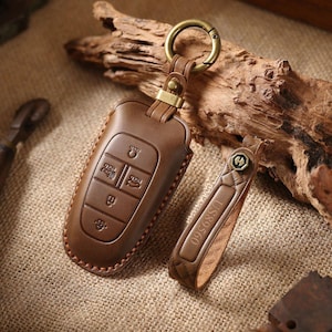 Personalized Leather Key Fob Cover Compatible for Hyundai Santa Fe Tucson Kona Elantra Sonata, Car Key Case Fit for Hyundai, Gift for Him