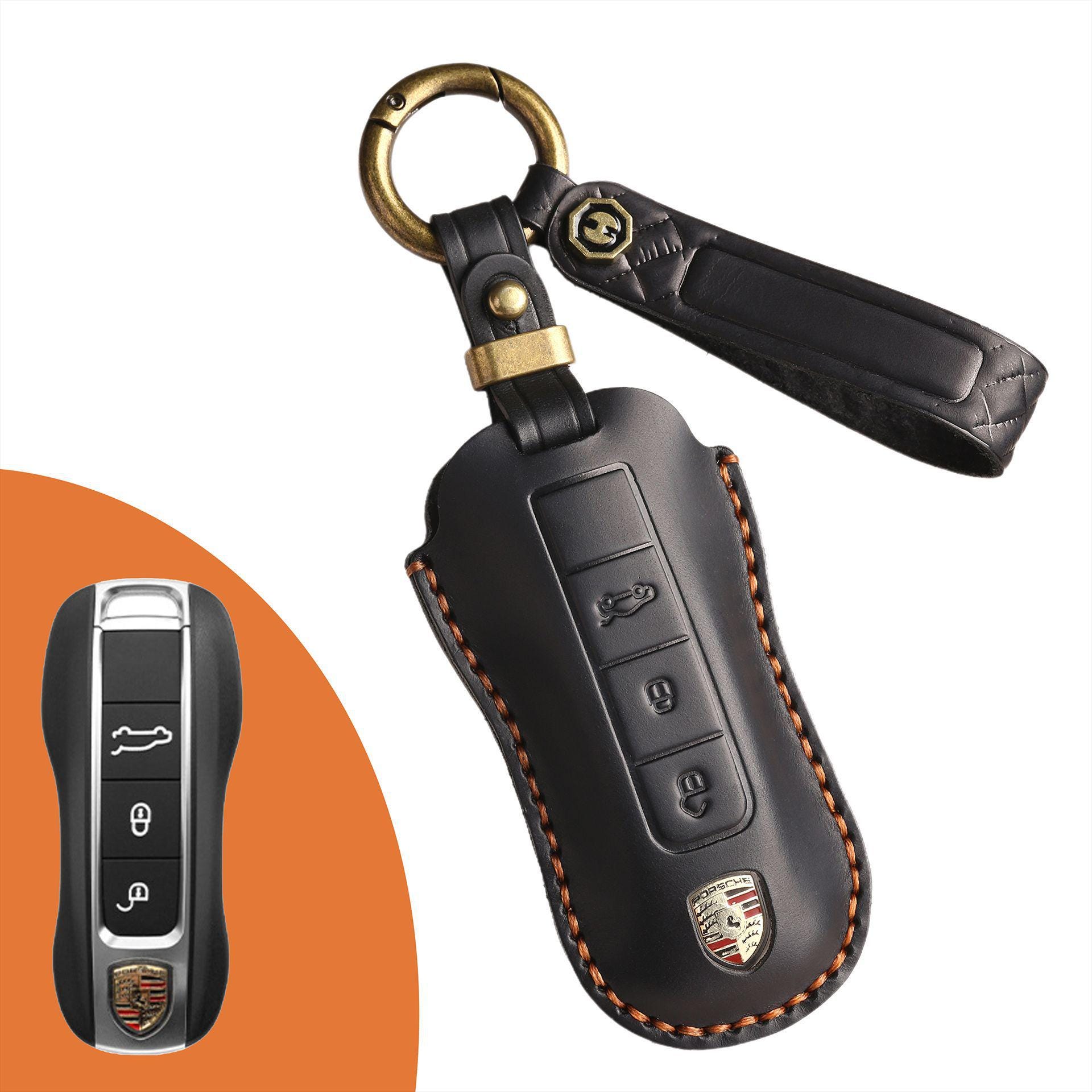 Personalized Leather Key Fob Cover Compatible for Porsche Cayenne ...