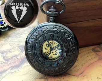 Custom Engraving Pocket Watch – Personalized Fathers Day Gift, Wedding Gift, Birthday Gift, Anniversary Gift, Gift for the Groomsmen