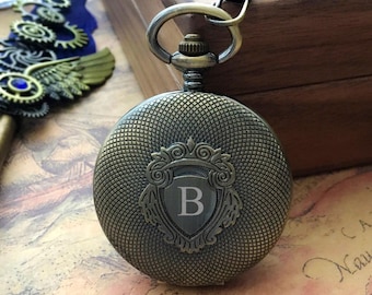 Engraved Initials Pocket Watch – Personalized Fathers Day Gift, Wedding Gift, Birthday Gift, Anniversary Gift, Gift for the Groomsmen /Groom
