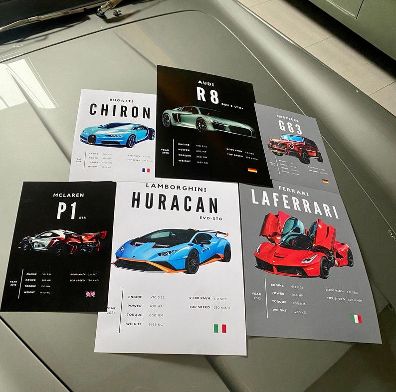 Bugatti Poster Print Veyron Poster Supercar Poster Wall Art Car