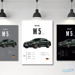 BMW cartel impresión M5 CS cartel deportes coche cartel pared arte coche fotografía decoración regalo para el amante del coche BMW imprimir coche regalo