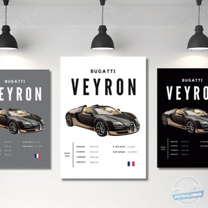 Bugatti Poster Print Veyron Poster Supercar Poster Wall Art Car Photography Decor Gift For Car Lover Bugatti Print Car Gift