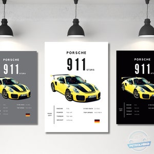 Porsche Poster Print 911 GT2 Poster Sports Car Poster Wall Art Car Photography Decor Gift For Car Lover Porsche Print Car Gift