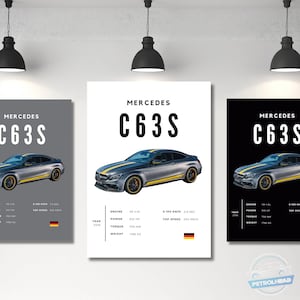 Mercedes Poster Print C63 AMG Poster Sports Car Poster Wall Art Car Photography Decor Gift For Car Lover Mercedes Benz Print Car Gift