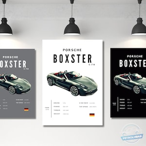 Porsche Poster Print 718 Boxster Poster Super Car Poster Wall Art Car Photography Decor Gift For Car Lover Porsche Print Car Gift