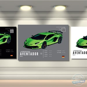 Interactive Lamborghini Poster Print Aventador Poster Super Car Poster Wall Art Car Photography Decor Gift For Car Lover SVJ Print Car Gift