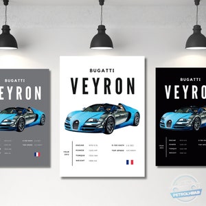 Bugatti Poster Print Veyron Poster Supercar Poster Wall Art Car Photography Decor Gift For Car Lover Bugatti Print Car Gift