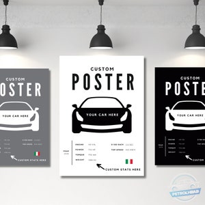Custom Car Poster Print | Choose Any Sports Car or SuperCar | Custom Car Gift | Car Wall Art | Car Photography | Poster Design Service