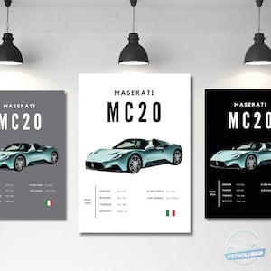 Maserati Poster Print MC20 Poster Super Car Poster Wall Art Car Photography Decor Gift For Car Lover Maserati Print Car Gift