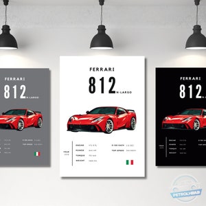 Ferrari Poster Print 812 Poster Sports Car Poster Wall Art Car Photography Decor Gift For Car Lover Ferrari Print Car Gift
