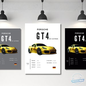 Porsche Cayman GT4 Poster Print: Sports Car Wall Art