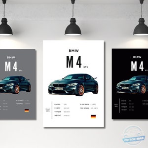 BMW Poster Print M4 GTS Poster Sports Car Poster Wall Art Car Photography Decor Gift For Car Lover BMW Print Car Gift