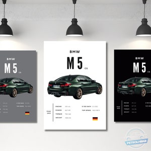 BMW Poster Print M5 CS Poster Sports Car Poster Wall Art Car Photography Decor Gift For Car Lover BMW Print Car Gift