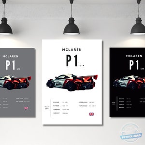 McLaren Poster Print P1 GTR Poster Supercar Poster Wall Art Car Photography Decor Gift For Car Lover McLaren Print Car Gift