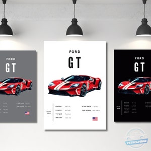 Ford GT Poster Print Ford Poster Super Car Poster Wall Art Car Photography Decor Gift For Car Lover Ford Print Car Gift