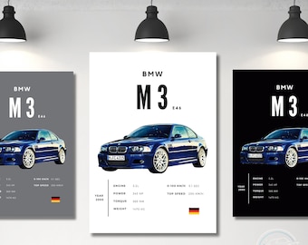 Póster del BMW E46 M3: Fotografía de coches deportivos para pared