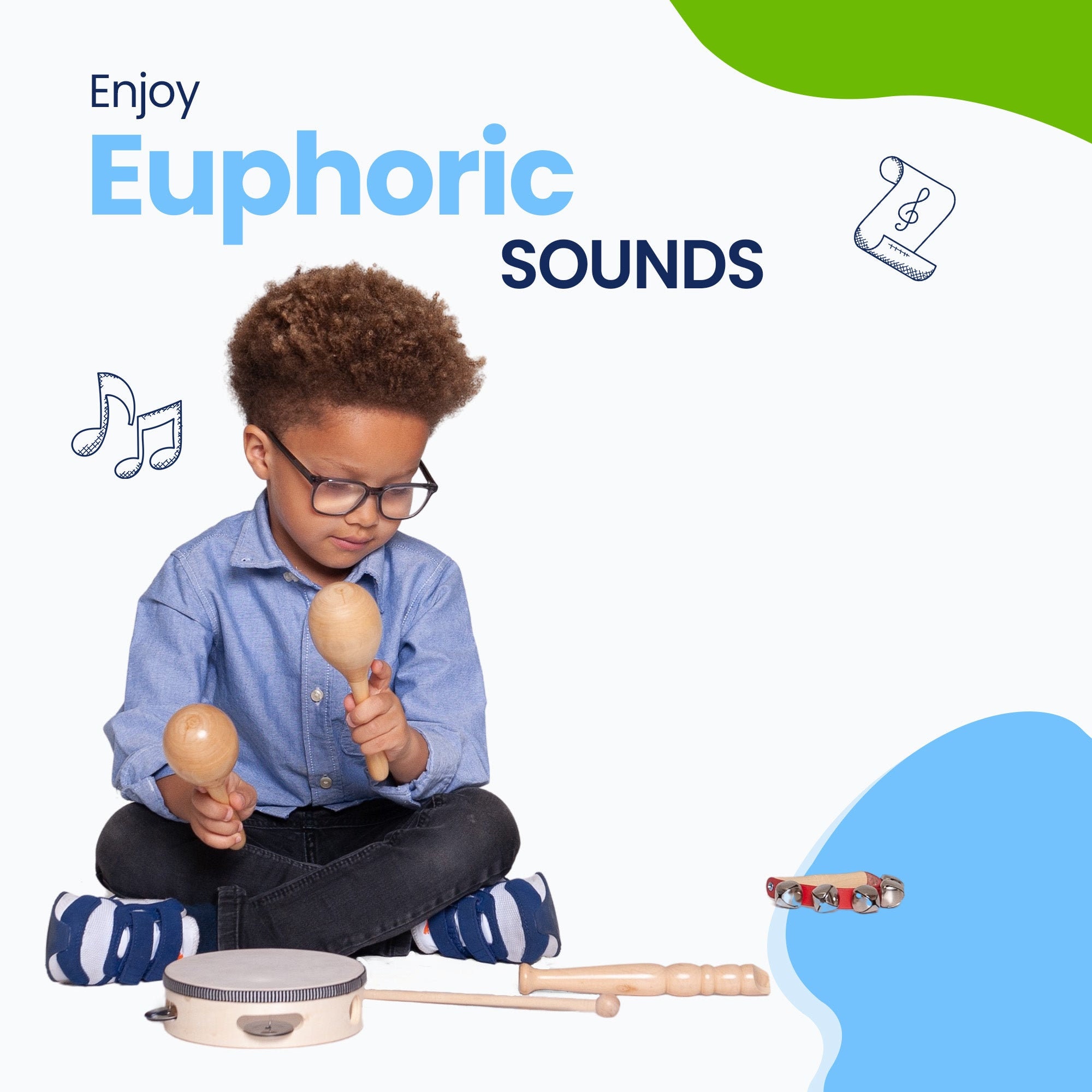 Kadoing Ensemble 18 Instruments De Musique En Bois | Set Montessori Éducatif | Sac De Rangement Inclus