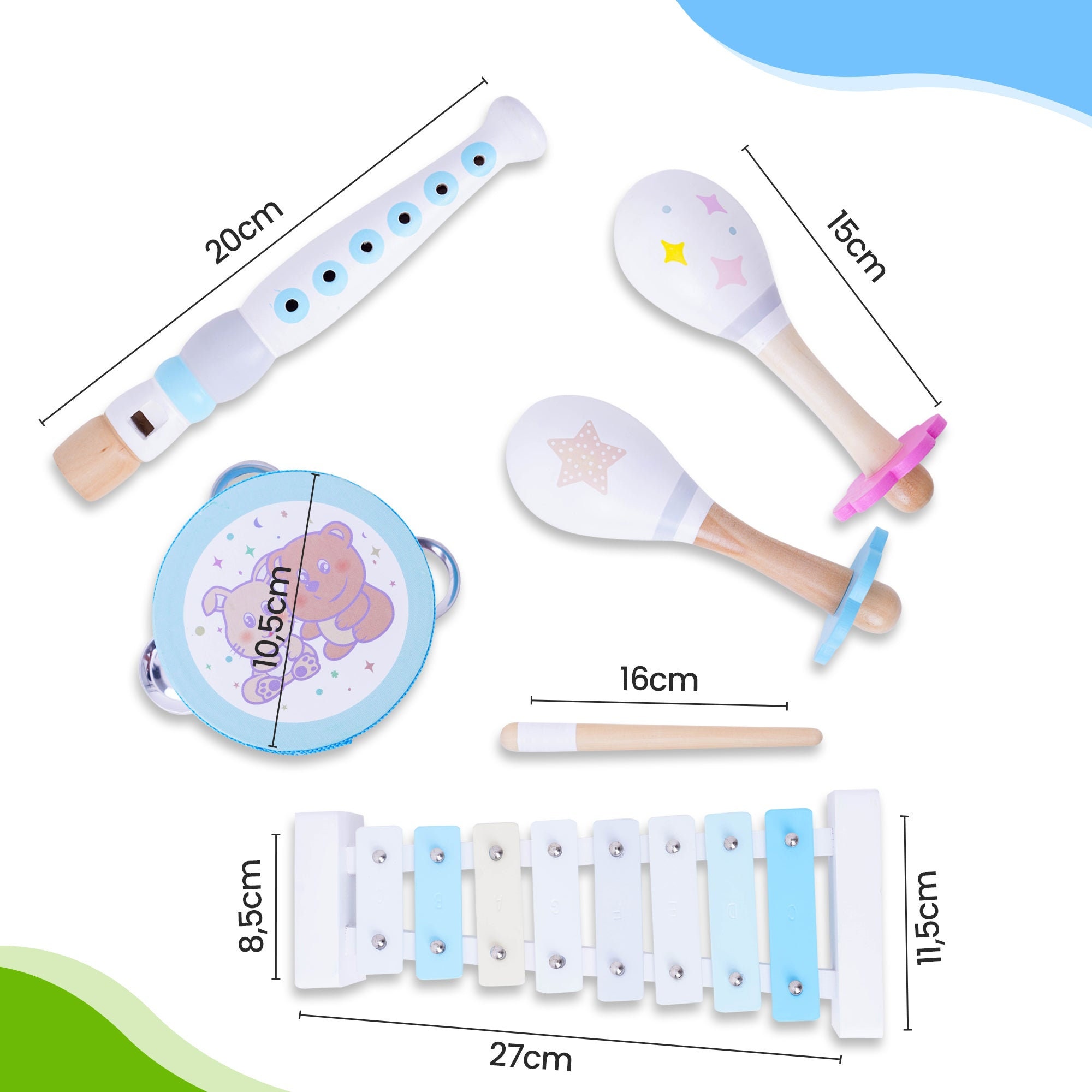 Set Strumenti Musicali Bambini Kadoing - 18 Pezzi Legno Montessori 3+ Anni - Foto 1